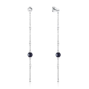 Cercei lungi cu lantisor de argint cu perle naturale negre DiAmanti SK22235E_B-G (Argint 925‰ 2 g.)